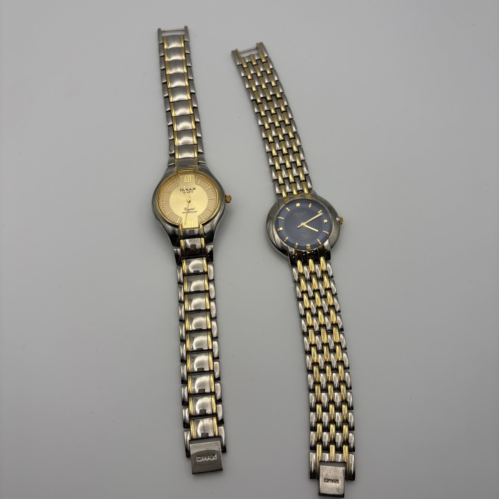 Omax Quartz 2 Watches Lot – Needs Battery